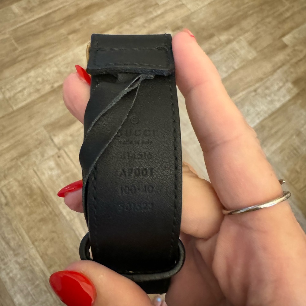 Gucci Black Belt with Gold Buckle sz 100 - Picture 7 of 12